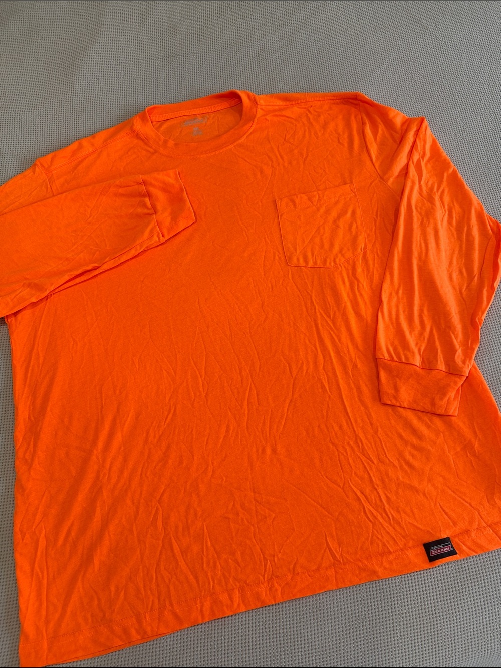 Dickies Men's Long Sleeve Pocket Tee - High-Vis Orange